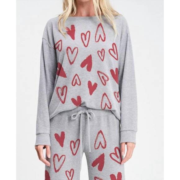 NEW PHIL LOVE hearts loungewear set in heather grey - Picture 2 of 4
